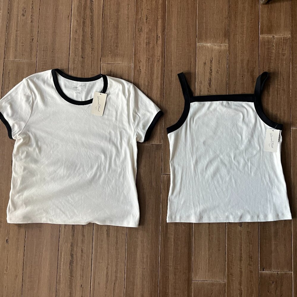 NWT Universal Thread Cream/Black T-shirt and Tank Set XL - Picture 1 of 13